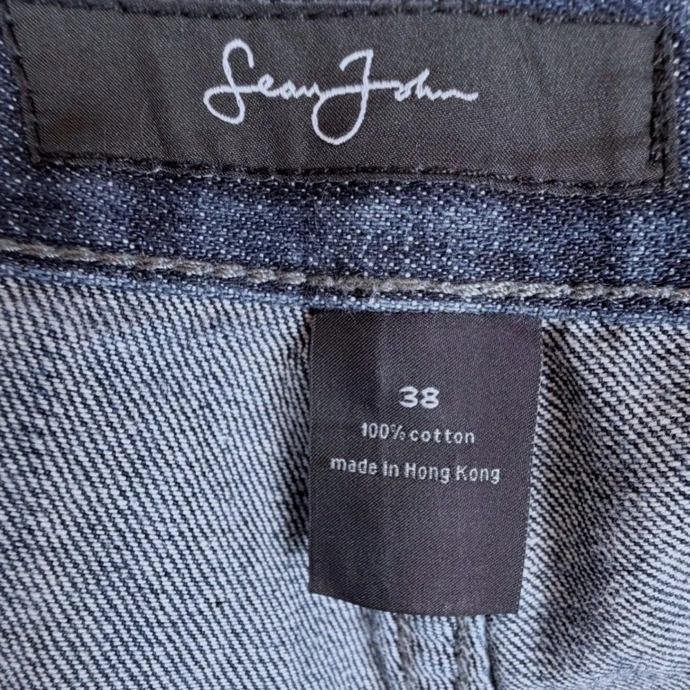 Vintage Y2K Sean John Mens 38 Baggy Denim Jorts Hong Kong Graphic Pocket Shorts